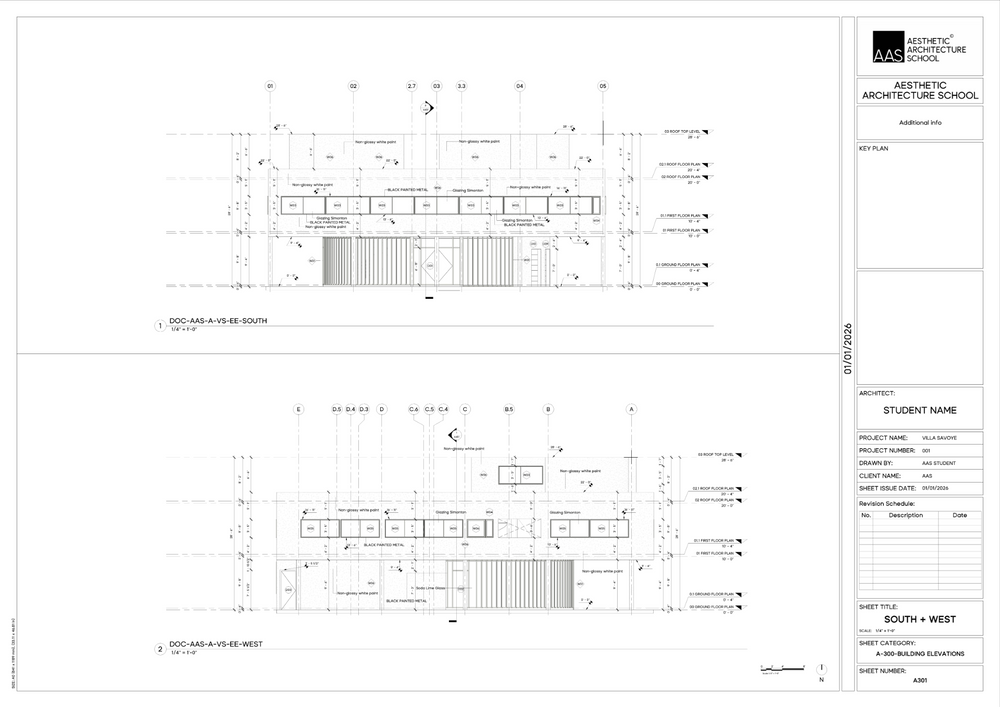A-301 - South & West Building Elevations