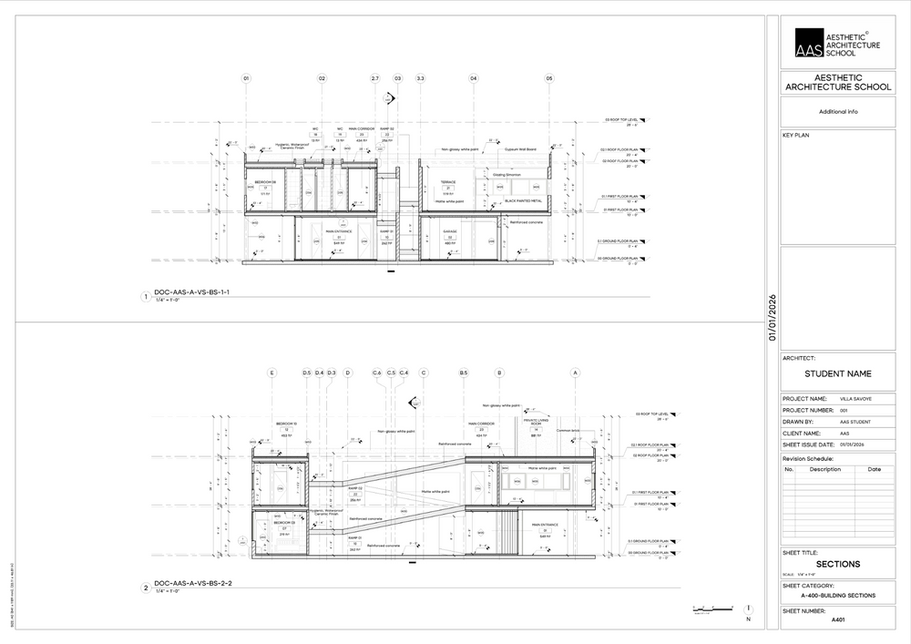 A-401 - Longitudinal & Transverse Sections